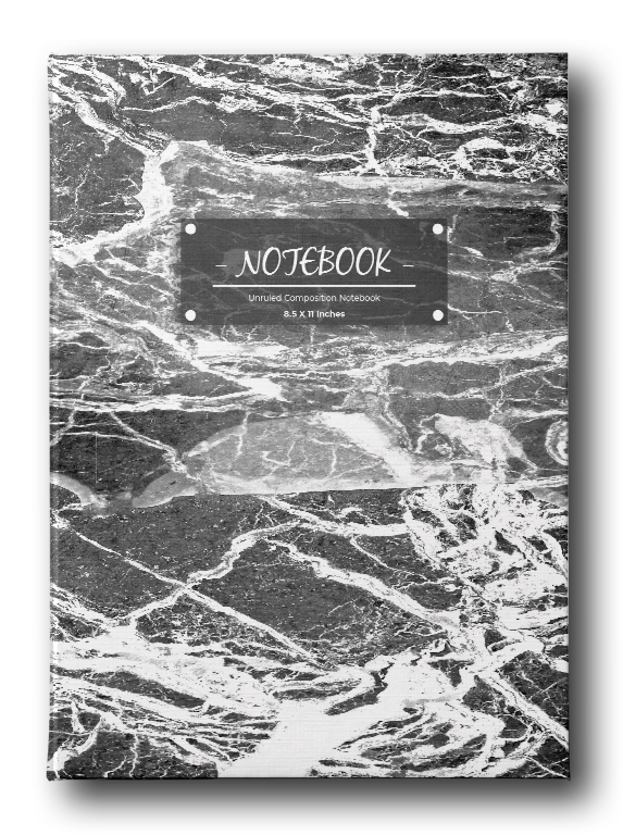 Notebook: Unlined Notebook Journal, Black and White Marble Unruled