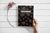 Halloween Sketchbook: Black Scary Halloween Pumpkin Notebook